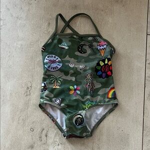 Kids Camouflage Swimwear with Fun Patches